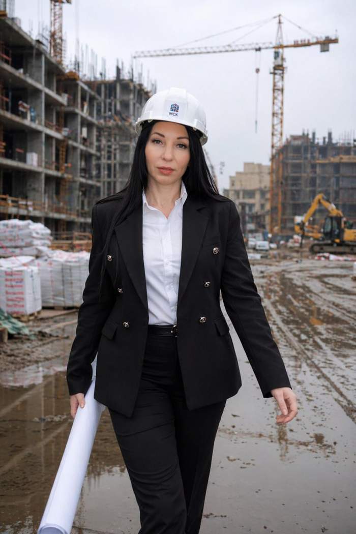 Елена на стройплощадке
